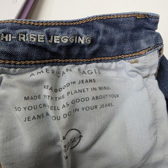 American Eagle High Rise Super Stretch Jeggings Distressed  Skinny Fit Ripped 2 - Picture 7 of 12